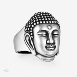 Bague Bouddha en métal avec design élégant de tête de Bouddha