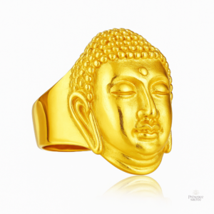 Bague en argent représentant une tête de Bouddha méditatif
