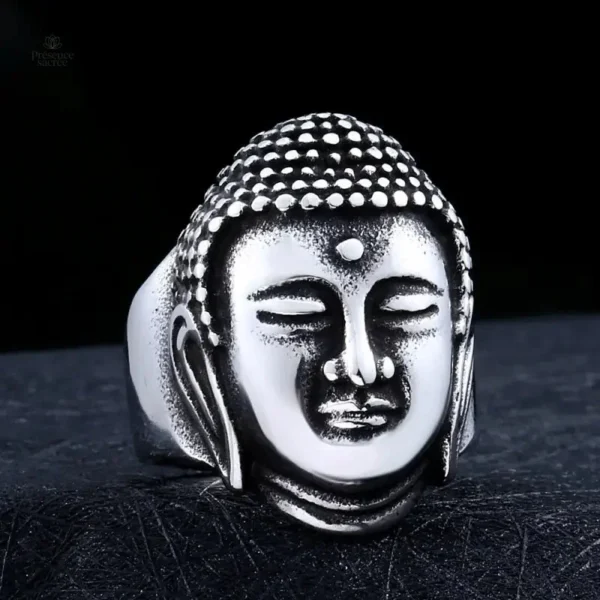 Accessoire spirituel : bague avec motif de tête de Bouddha