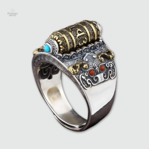 Bague Tibétaine artisanale en métal pour spiritualité