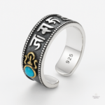 Bague Tibétaine en argent bouddhiste, symbole de spiritualité