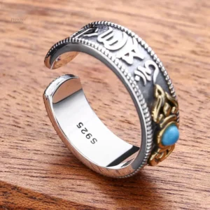Bague artisanale tibétaine, élégance et sérénité en argent