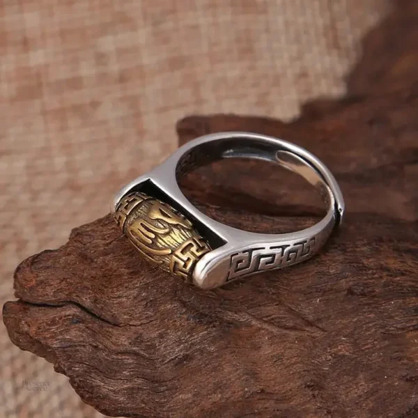 Bague méditative à roulement tibétain unique