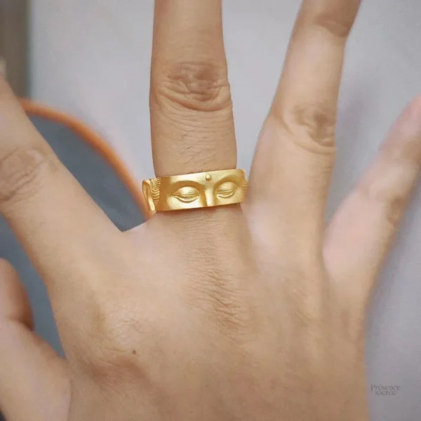 Bague spirituelle, œil de bouddha en métal