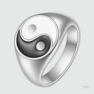 Bague Yin Yang en métal, symbole d'équilibre et d'harmonie