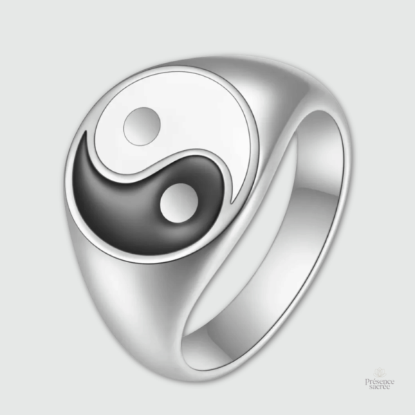 Bague Yin Yang en métal, symbole d'équilibre et d'harmonie