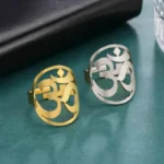 Bague spirituelle en métal, design Om pour un style zen