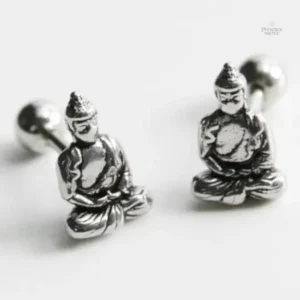 Boucle d'oreille Bouddha en métal doré