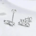Boucles d'oreilles argent, design fleur de lotus