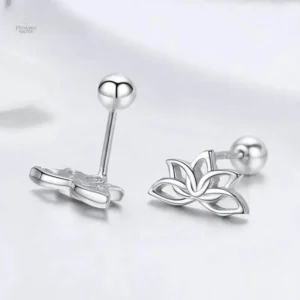 Boucles d'oreilles argent, design fleur de lotus