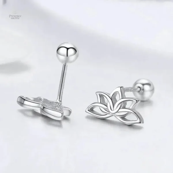Boucles d'oreilles argent, design fleur de lotus