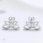 Bijoux argentés, élégantes boucles d'oreilles lotus