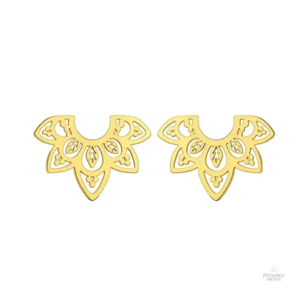 Boucles d'oreilles fleur de lotus inspirées de la nature