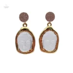 Boucles d'oreilles Bouddha en or et quartz