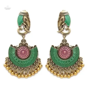 Boucles d'oreilles éléphant en métal, design asiatique élégant
