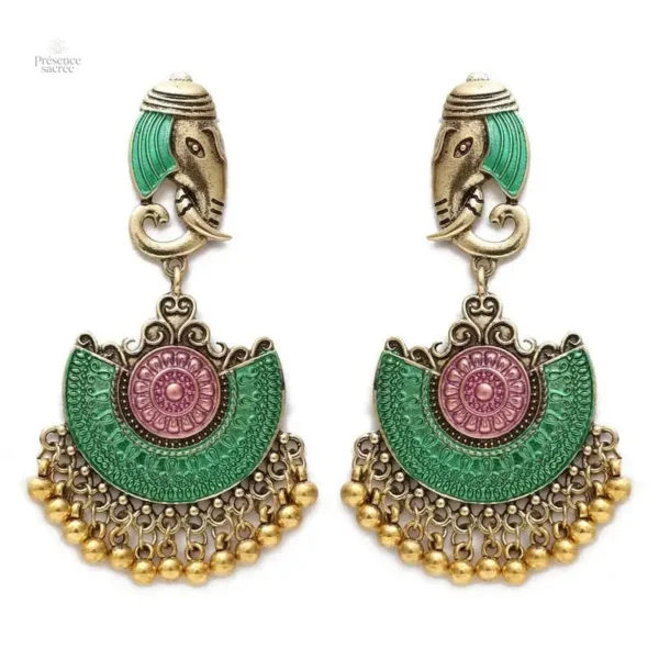 Boucles d'oreilles éléphant en métal, design asiatique élégant