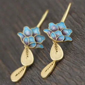 Boucles d'oreilles lotus en bleu vif