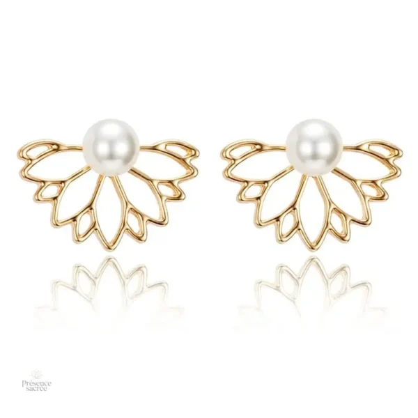 Boucles d'oreilles lotus avec perles délicates