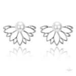 Perles scintillantes sur boucles d'oreilles lotus stylées