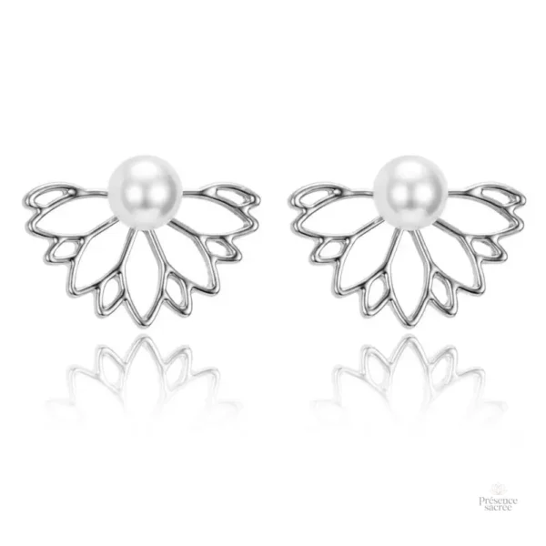 Perles scintillantes sur boucles d'oreilles lotus stylées