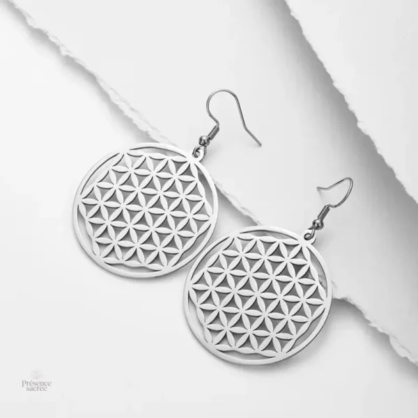 Fleur de Vie en boucles d'oreilles, design original