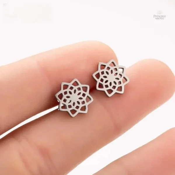 Accessoire chic, boucles d'oreilles Fleur de vie