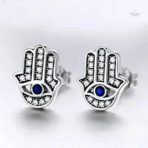 Boucles d'oreilles argent inspirées de la main Hamsa