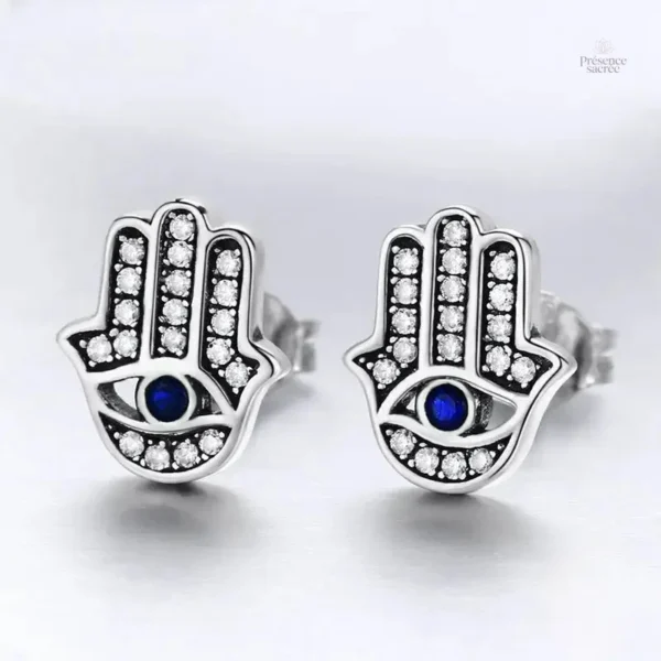 Boucles d'oreilles argent inspirées de la main Hamsa