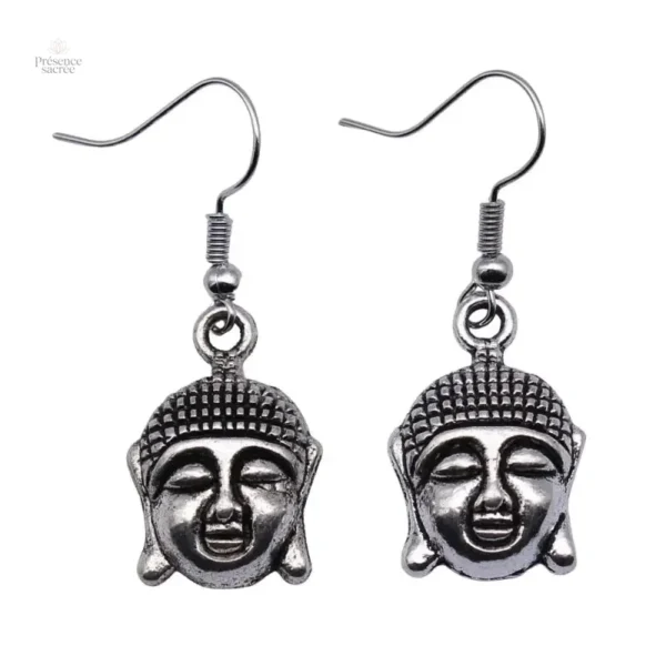 Boucles d'oreilles Bouddha, design tête de Bodhisattva