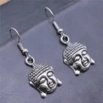 Bijoux Bouddha, élégantes boucles d'oreilles en métal
