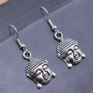 Bijoux Bouddha, élégantes boucles d'oreilles en métal