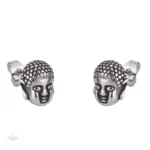 Boucles d'oreilles tête de bouddha en acier inoxydable