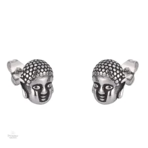 Boucles d'oreilles tête de bouddha en acier inoxydable