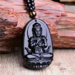 Pendentif Bouddha en obsidienne