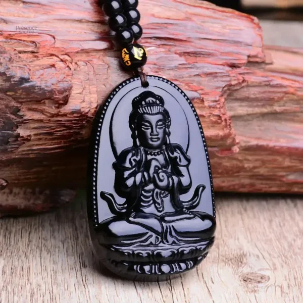 Pendentif Bouddha en obsidienne