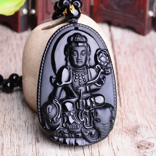 Collier Bouddha en obsidienne pour homme et femme