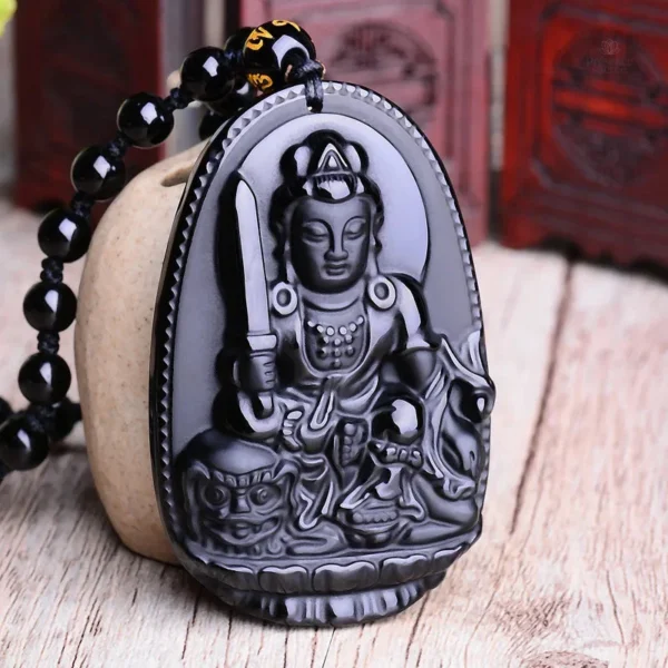 Nouveau pendentif en obsidienne Bouddha