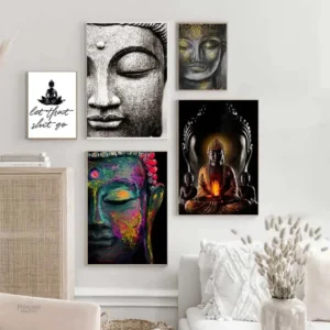 Bouddha poster souriant, tableau décoratif apaisant