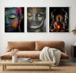 Poster Bouddha souriant, art mural inspirant