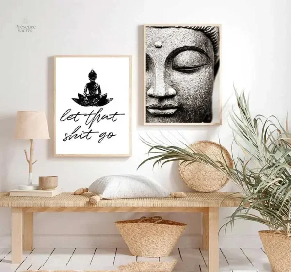 Tableau Bouddha avec sourire heureux, décoration zen