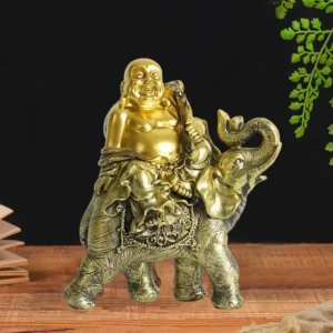 Éléphant portant Bouddha rieur, artisanat asiatique