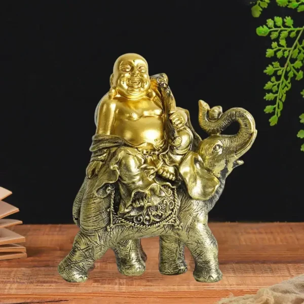 Éléphant portant Bouddha rieur, artisanat asiatique