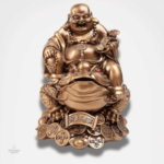 Bouddha rieur sur un crapaud en résine décorative