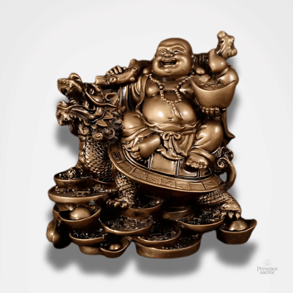 Bouddha Rieur Tortue Dragon en résine décorative