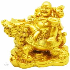 Statue tortue avec Bouddha Rieur pour la sérénité