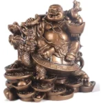 Bouddha Rieur sur une tortue, art zen décoratif