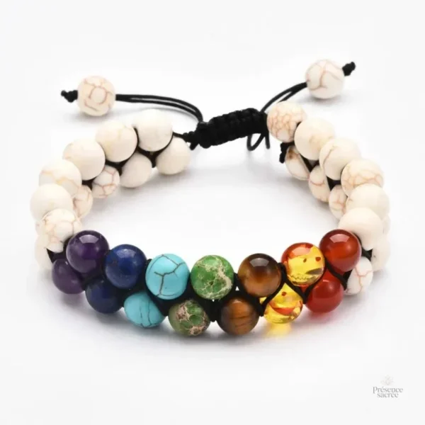 Accessoire spirituel : bracelet 7 chakras en double rang