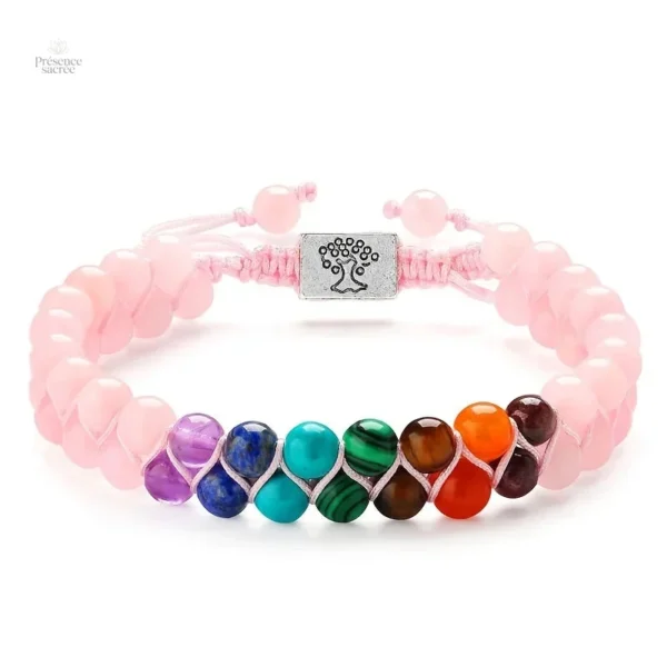 Bracelet double avec 7 pierres représentant les chakras