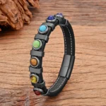 Bracelet 7 Chakras en Cuir pour un équilibre énergétique