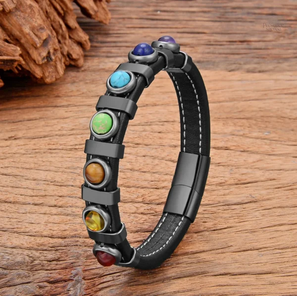 Bracelet 7 Chakras en Cuir pour un équilibre énergétique